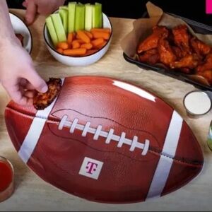 Football Shaped Serving Platter, appetizer snack plate, New condition